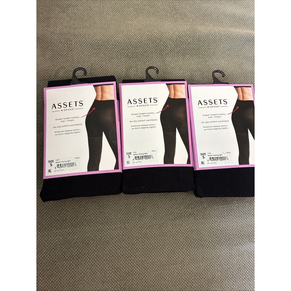 ASSETS by SPANX Women's High-Waist Shaping Tights LOT OF 3! Size 5 Black - 158B - Picture 4 of 7